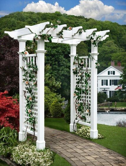 white arbor with side trellis' in framingham ma