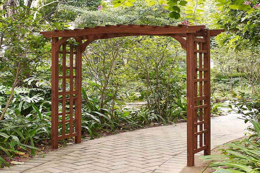 brown wooden arbor