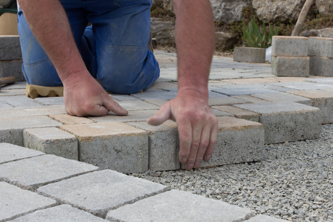 cement blocks being laid