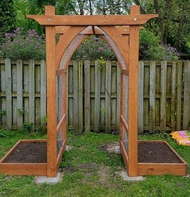 garden arbor for veggies and vines in garden