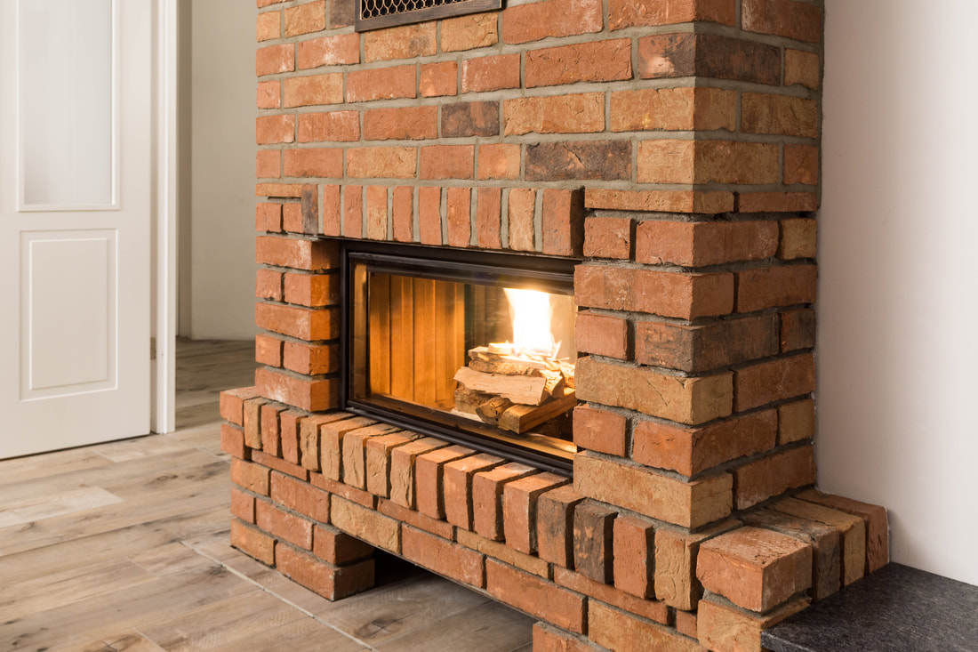 residential brick fireplace